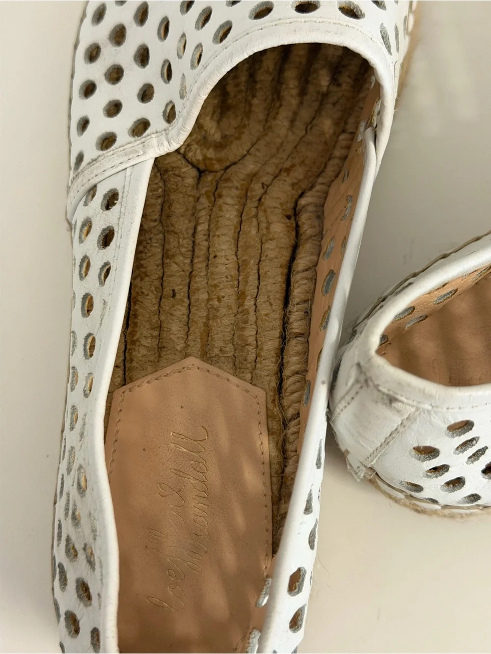 Loeffler Randall | White Perforated Espadrilles with Black Cap Toe